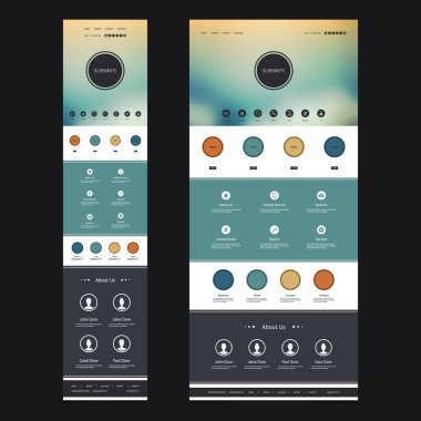 Duyarlı bir sayfa web sitesi şablonu ile arka plan bulanık - masaüstü ve taşınabilir sürümü 