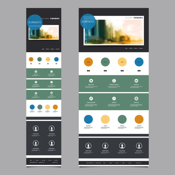 Шаблон сайта с размытым фоном - Версия для рабочего стола и мобильного телефона — стоковый вектор