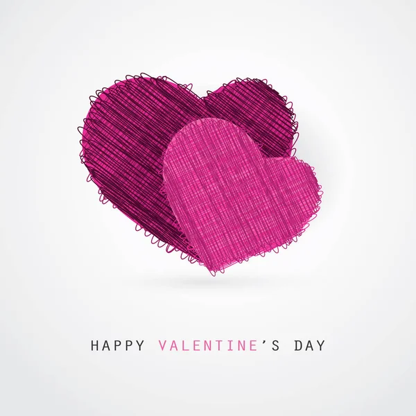 Due cuori viola - San Valentino Card Vector Design — Vettoriale Stock