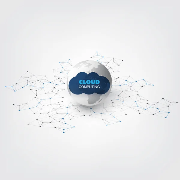 Cloud Computing tasarım kavramı - dijital ağ bağlantıları, teknolojik altyapı — Stok Vektör