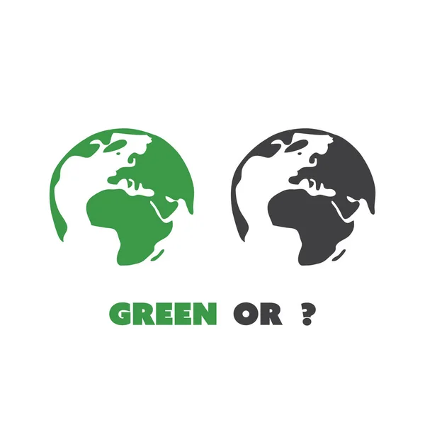 Groen of? -Eco Earth Globe ontwerpconcept — Stockvector