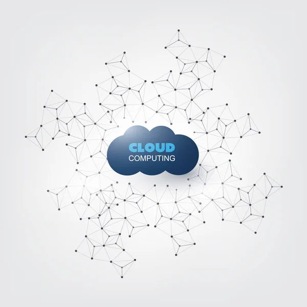 Cloud Computing Design Concept - cyfrowa sieć połączeń, technologia tło — Wektor stockowy