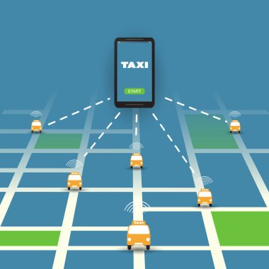 Mobil uygulama, hizmet konsept tasarımı sipariş taksi 