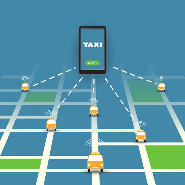 Commande de taxi Application mobile, conception de concept de service — Image vectorielle