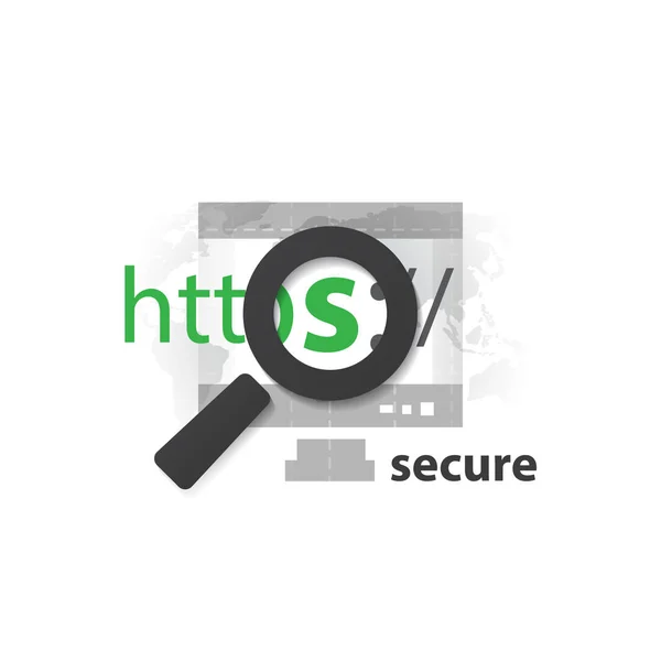 HTTPS protokoll - Biztonságos böngészés — Stock Vector