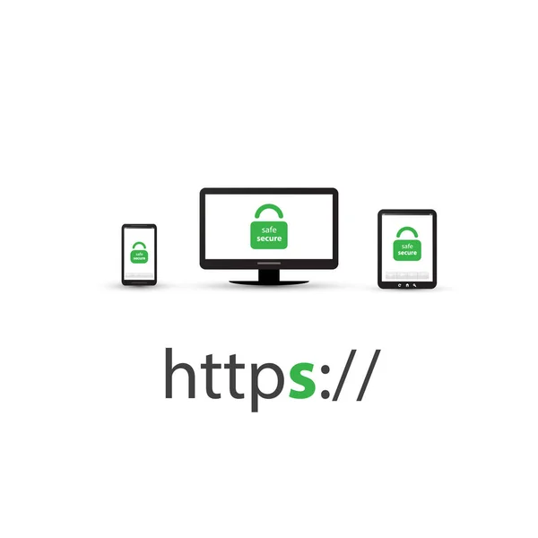 HTTPS протокол безпечний і безпечний перегляд — стоковий вектор