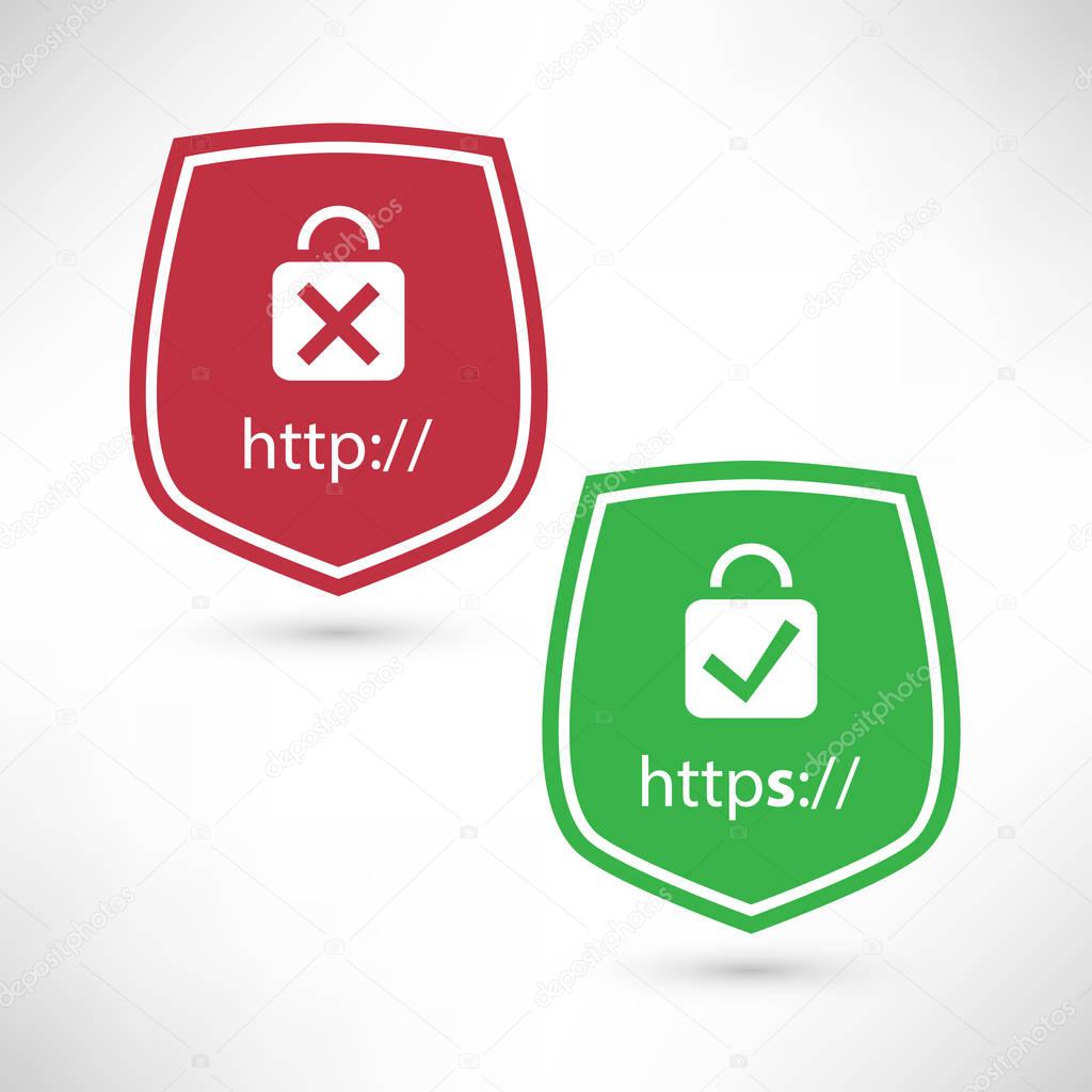 Website Certificate Badges - Secure and Insecure Network Connection
