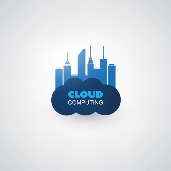 Concetto di progettazione del cloud computing: connessioni di rete digitali, background tecnologico — Vettoriale Stock