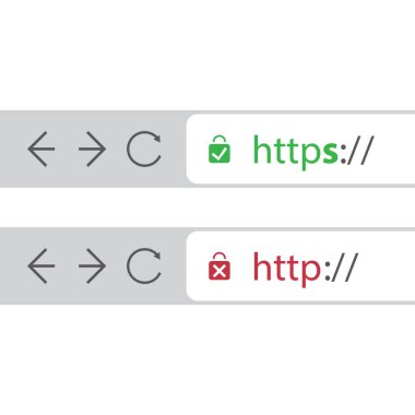 Tarayıcı adres Web adresleri - tarama güvenli ve bağlantıları güvenli ve güvensiz gösteren çubukları kavramı eğilim