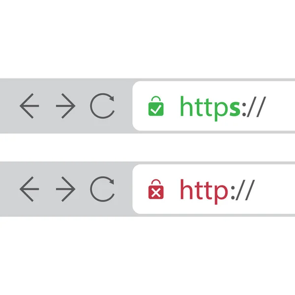 Browser Address Bars Showing Secure and Insecure Web Addresses - Secure Browsing and Connections Trend Concept — Stock Vector