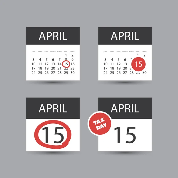 USA Tax dag Icon Set - kalender ontwerpsjabloon — Stockvector