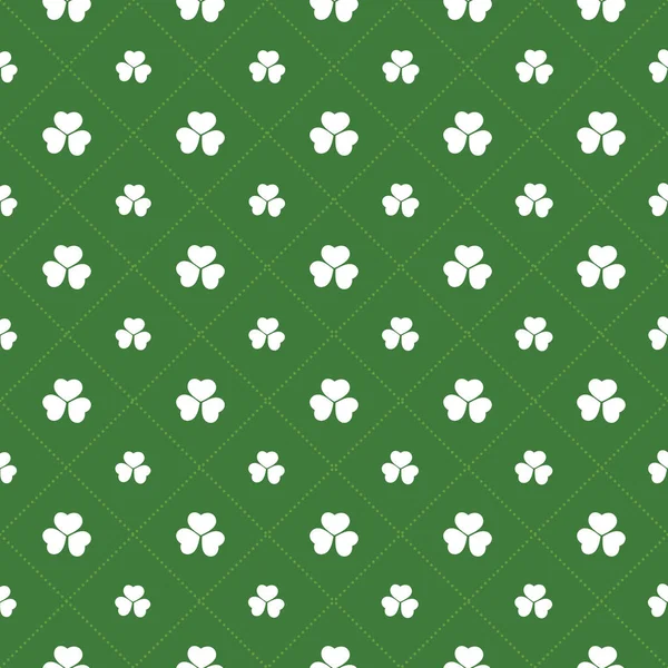 Abstracte naadloze witte en groene Shamrock patroon - Saint Patricks Day Card of achtergrond Vector Design — Stockvector