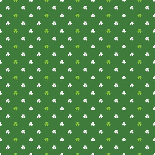 Padrão de Shamrock Branco e Verde Sem Costura Abstrato - Cartão de Dia de São Patrício ou Design de Vetor de Fundo — Vetor de Stock