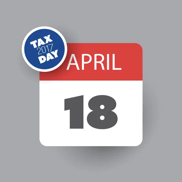 USA Tax Day Icône - Modèle de conception de calendrier 2017 — Image vectorielle