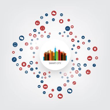 Şey, Internet tasarım konsepti simgeler - dijital ağ bağlantıları, teknolojik altyapı ile bulut