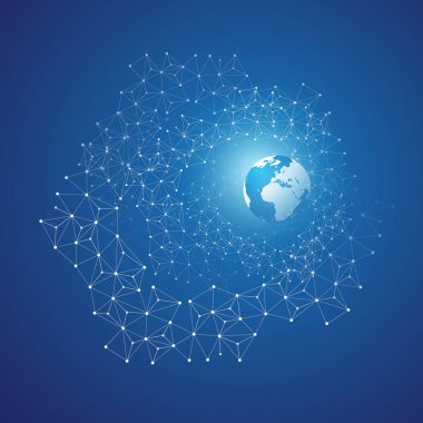 Bulut bilgisayar ve ağlar küre - soyut küresel dijital ağ bağlantıları, teknoloji kavramı arka plan ile yaratıcı tasarım öğe şablonu tel ile dünya çapında ağ gözü