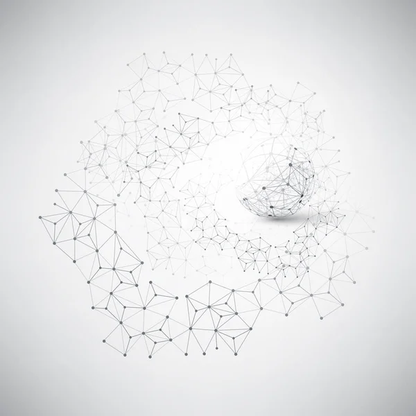 Computación en la nube y redes con Globe - Conexiones de red digital global abstractas, Concepto de tecnología de fondo, Plantilla de elementos de diseño creativo con malla de alambre — Vector de stock