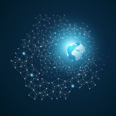 Bulut bilgisayar ve ağlar küre - soyut küresel dijital ağ bağlantıları, teknoloji kavramı arka plan ile yaratıcı tasarım öğe şablonu tel ile dünya çapında ağ gözü