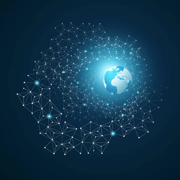 Bulut bilgisayar ve ağlar küre - soyut küresel dijital ağ bağlantıları, teknoloji kavramı arka plan ile yaratıcı tasarım öğe şablonu tel ile dünya çapında ağ gözü
