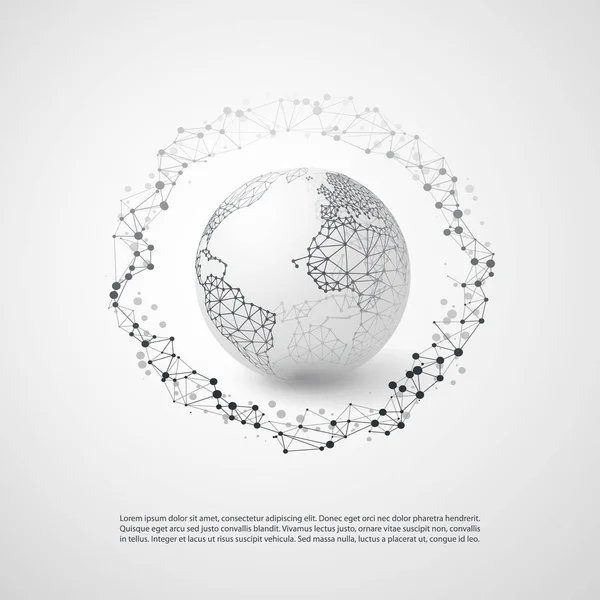 Abstrakcja chmury obliczeniowej i globalnej sieci połączeń Concept Design z przezroczyste geometrycznych siatki, pierścień szkieletowo - ilustracja w formacie edytowalny wektor — Wektor stockowy