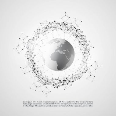 Abstract Cloud Computing and Global Network Connections Concept Design with Transparent Geometric Mesh Around Earth Globe clipart