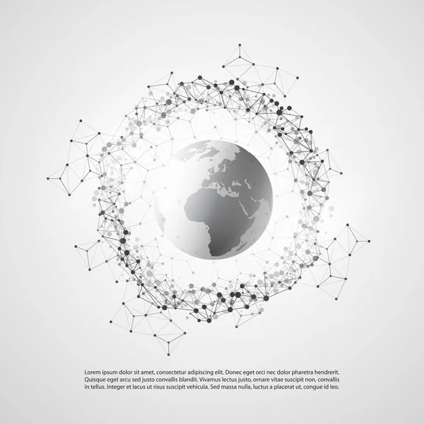 Soyut bulut bilgi işlem ve küresel ağ bağlantıları konsept tasarımı dünya dünya çapında şeffaf geometrik fileli — Stok Vektör