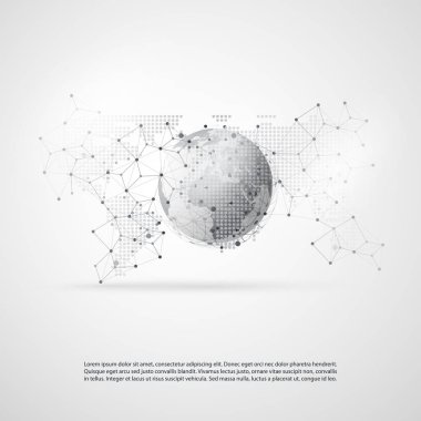 Abstract Cloud Computing and Global Network Connections Concept Design with Transparent Geometric Mesh, Earth Globe  clipart