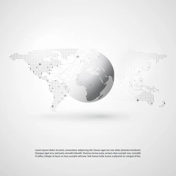 Résumé Cloud Computing et Global Network Connections Concept Design with Transparent Geometric Mesh, Earth Globe — Image vectorielle