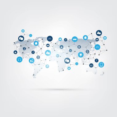 Şey, Internet tasarım konsepti simgeler - dijital ağ bağlantıları, teknolojik altyapı ile bulut