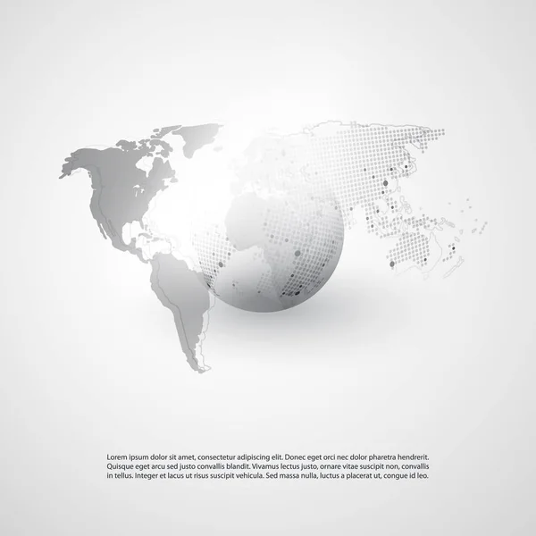 클라우드 컴퓨팅 및 네트워크 개념 세계 지도-글로벌 디지털 네트워크 연결, 기술 배경, 크리에이 티브 디자인 서식 파일 — 스톡 벡터