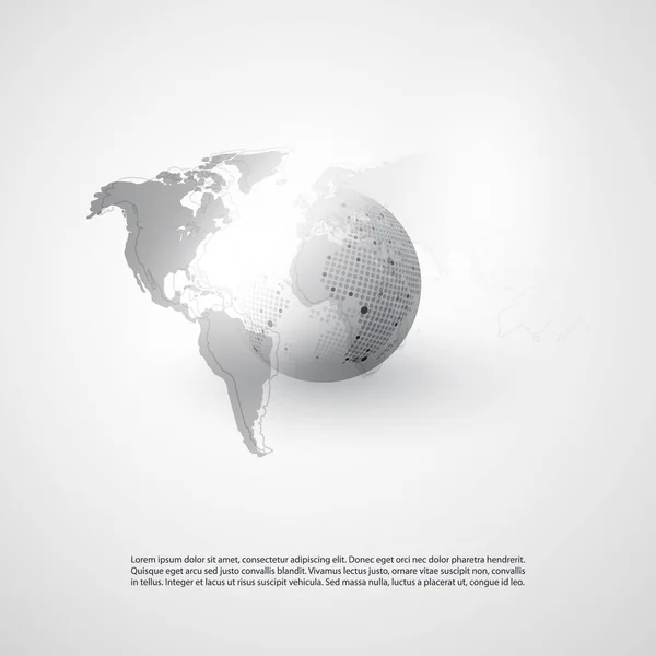 Concepto de computación en la nube y redes con mapa del mundo: conexiones de redes digitales globales, antecedentes tecnológicos, plantilla de diseño creativo — Archivo Imágenes Vectoriales