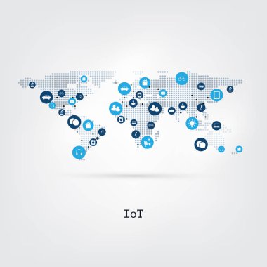 Şey, Internet tasarım konsepti simgeler - dijital ağ bağlantıları, teknolojik altyapı ile bulut
