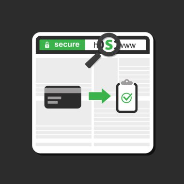 HTTPS Protocol - Safe and Secure Browsing and Shopping clipart