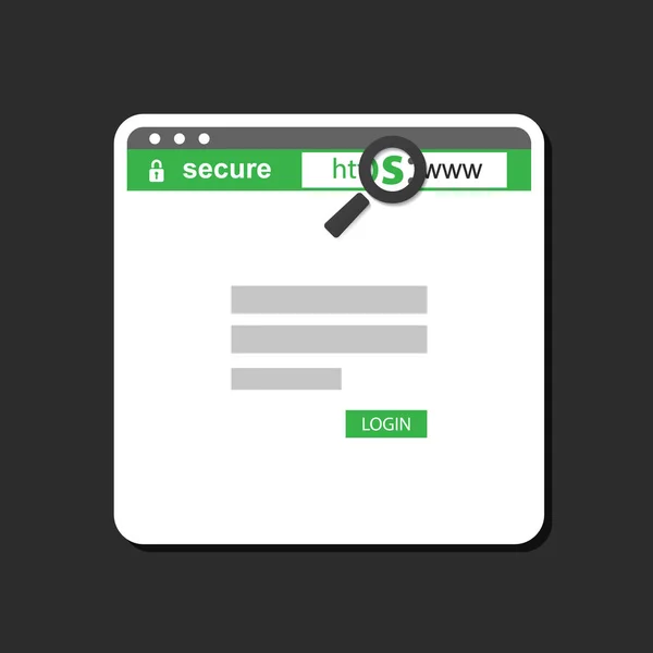 HTTPS-protokollet - trygg och säker surfning — Stock vektor