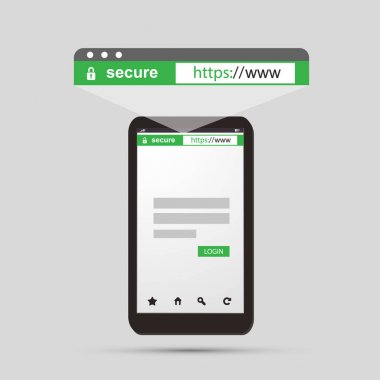 HTTPS Protocol - Safe and Secure Browsing on Mobile Phone and Tablet clipart