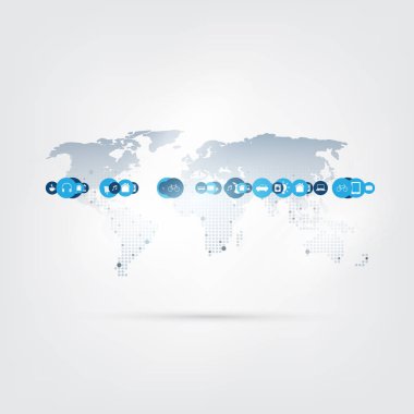 Şey, Internet tasarım konsepti simgeler - dijital ağ bağlantıları, teknolojik altyapı ile bulut