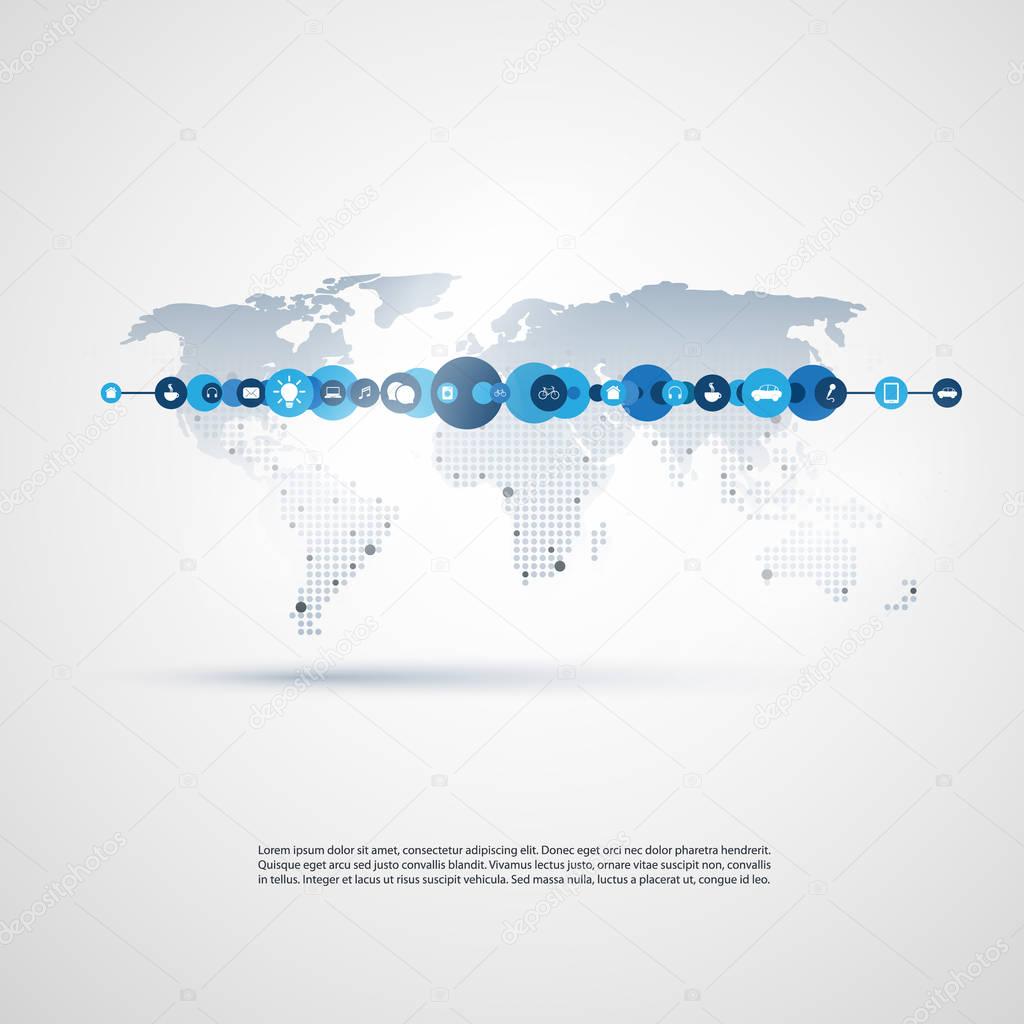 Internet of Things, Cloud Computing Design Concept with Icons - Digital Network Connections, Technology Background