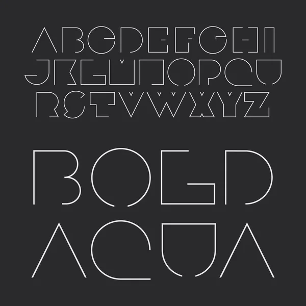 Modern Black and White Bold Font Set Design - Line Art Style — Stock Vector