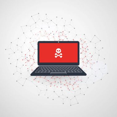 Ağ güvenlik açığı - virüs, Malware, Ransomware, dolandırıcılık, Spam, Phishing, dolandırıcılık, Hacker saldırı - e-posta bu güvenlik konsept tasarımı