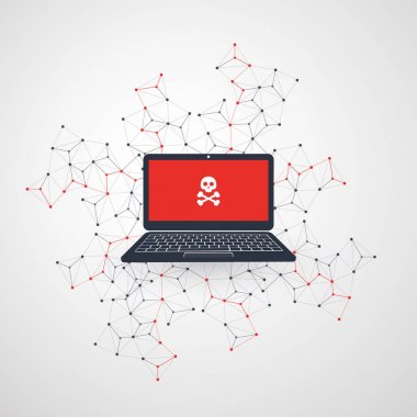 Ağ güvenlik açığı - virüs, Malware, Ransomware, dolandırıcılık, Spam, Phishing, dolandırıcılık, Hacker saldırı - e-posta bu güvenlik konsept tasarımı