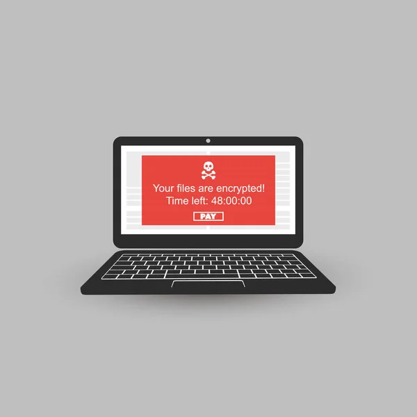 Terkunci Perangkat, Berkas Terenkripsi, Dokumen yang Hilang, Serangan Ransomware Virus Infeksi, Malware, Penipuan, Spam, Memalsukan, Email Scam, Hacking Desain Konsep Keamanan TI - Stok Vektor