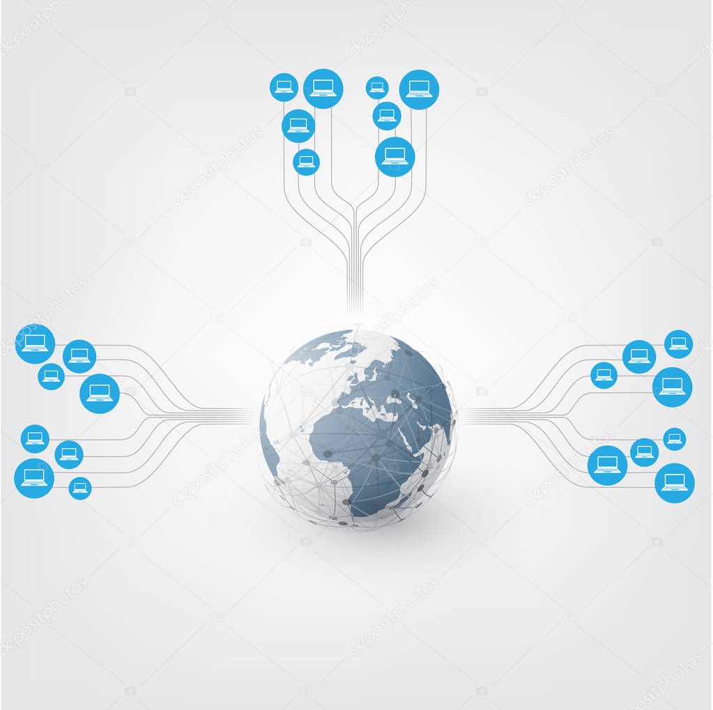 Networks - Abstract Cloud Computing and Global Network Connections Concept Design with Global Connections