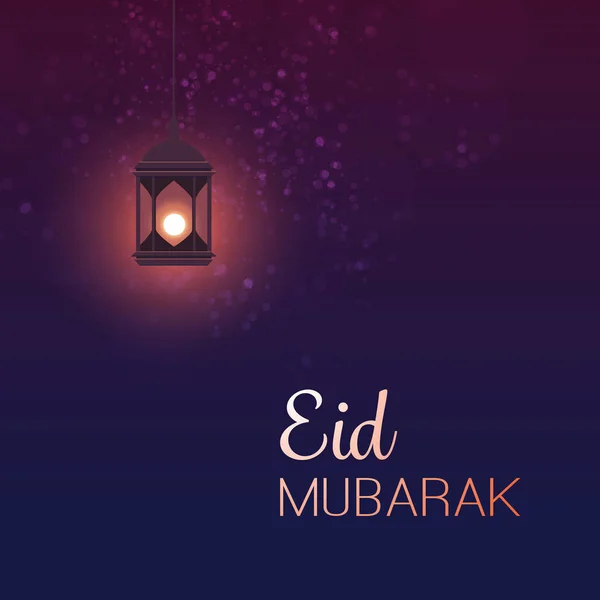 Ид Мубарак - Луна в небе - дизайн поздравительных открыток для мусульманского общественного фестиваля — стоковый вектор
