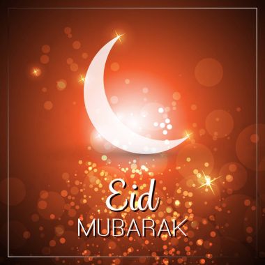 Müslüman topluluk Festivali için Eid Mubarak - gökyüzünde ay - tebrik kartı
