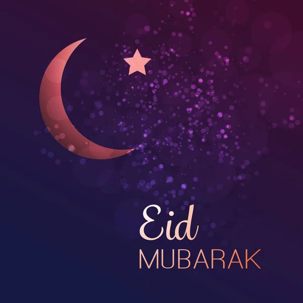Eid Mubarak - Mond am Himmel - Grußkarten-Design für das Muslimische Gemeindefest — Stockvektor