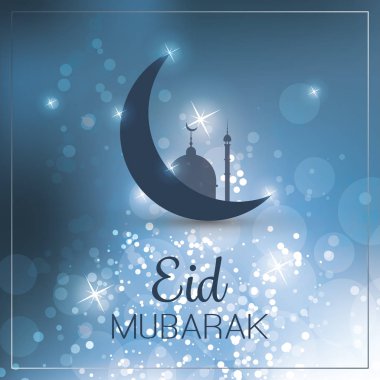 Bayram Mübarek - Gökteki Ay - Müslüman Cemaati Festivali için Tebrik Kartı Tasarımı