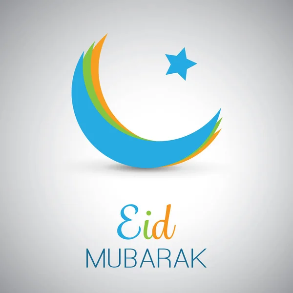 Eid Mubarak - Mond am Himmel - Grußkarten-Design für das Muslimische Gemeindefest — Stockvektor
