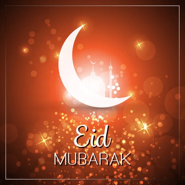 Eid Mubarak - Luna en el cielo - Diseño de tarjetas de felicitación para el Festival de la Comunidad Musulmana — Archivo Imágenes Vectoriales