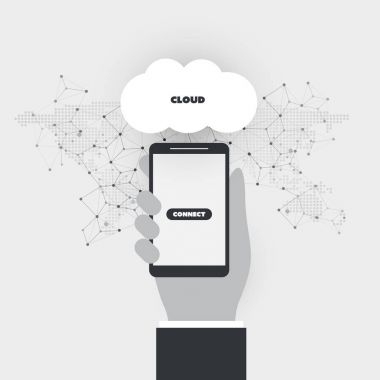 Cloud computing, dijital iş yönetimi tasarım kavramı - küresel ağ bağlantıları, teknolojik altyapı