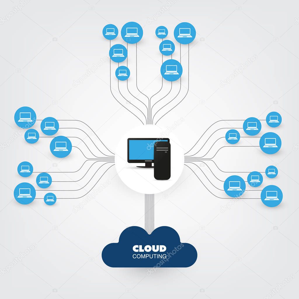 Cloud Computing, Backup Service, Digital Networks Design Concept with Icons